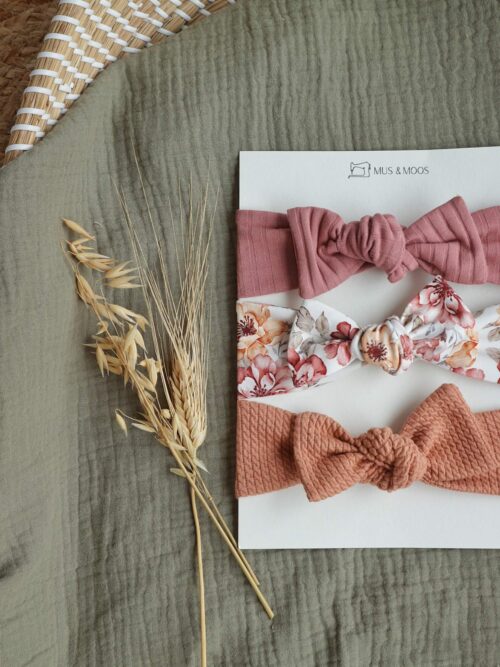 Haarbandjes set van 3 Franse bloem Klei roze Haarbandjes set van 3 Franse bloem Klei roze