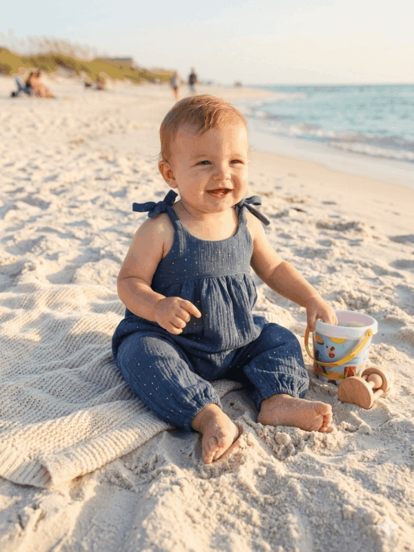 Baby hydrofiel strik jumpsuit Romper jumpsuit strikjes Blauw gouden spikkels